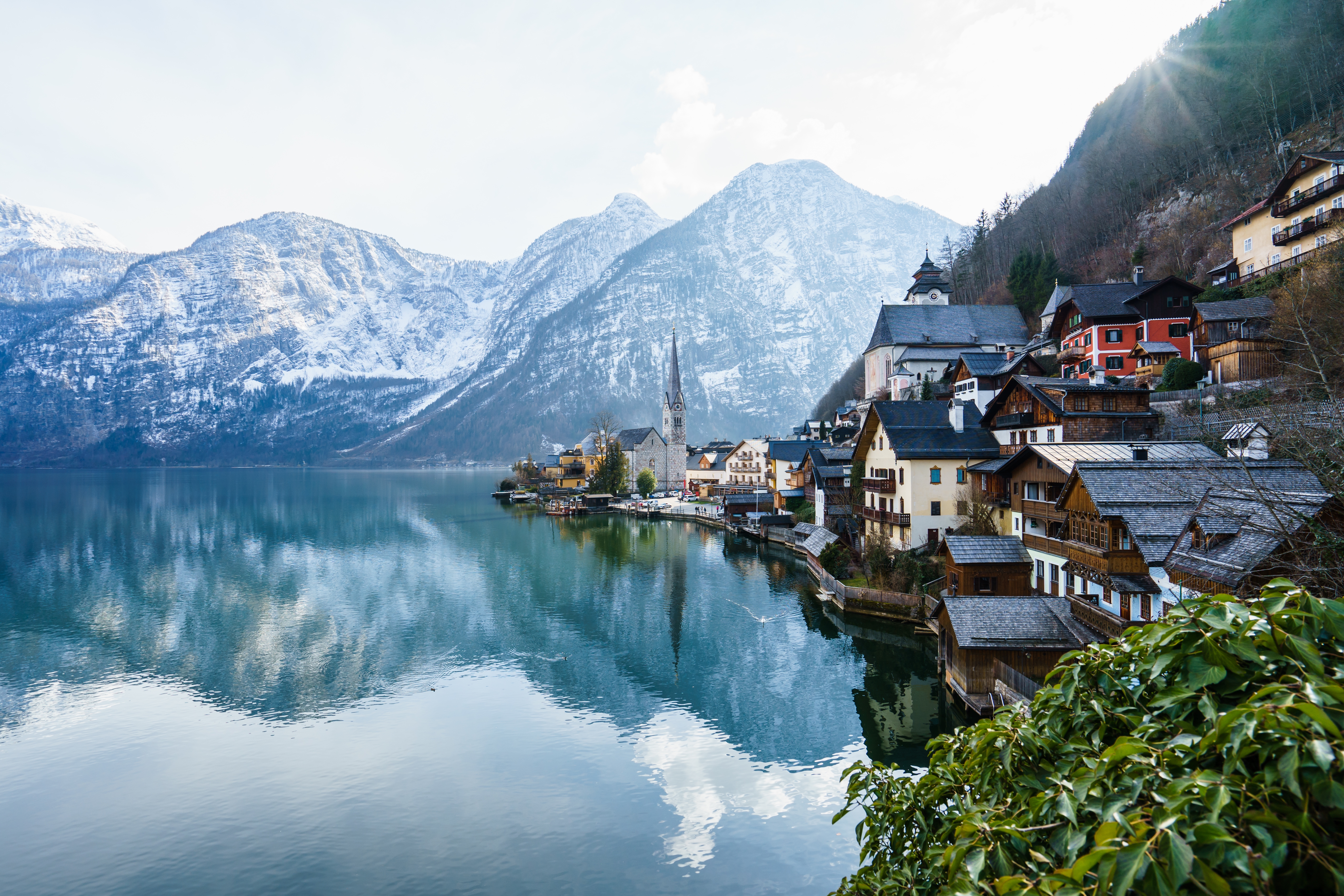 Lakeside alpine village in Austria