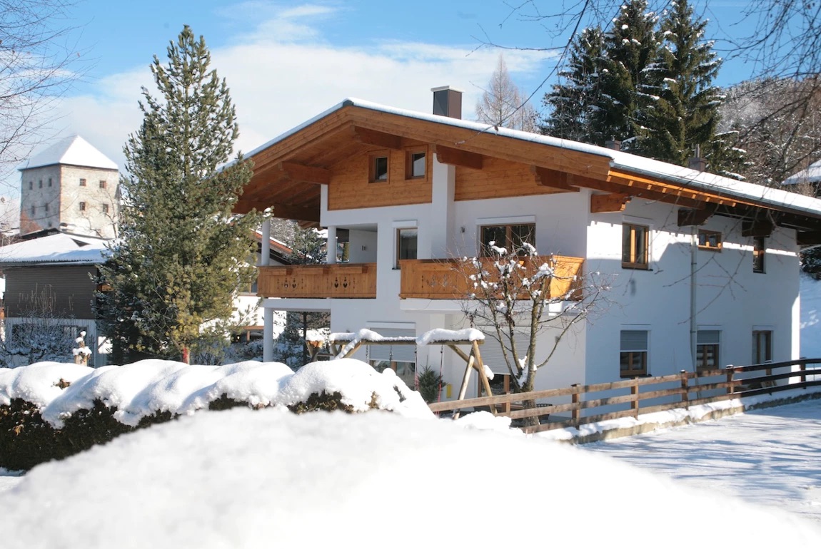 Warm alpine chalet interior